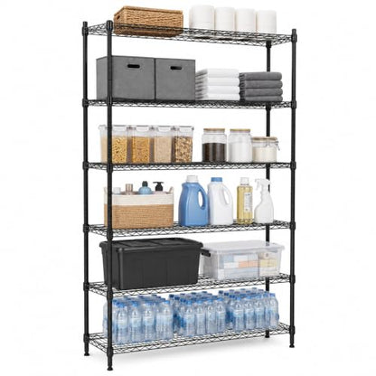 Meet perfect 6-Tier Wire Shelving Unit, 1500 lb, 42 x 16 x 72 in, Black - color: Black, size: 6-Tier, 72"H × 42"W × 16"D