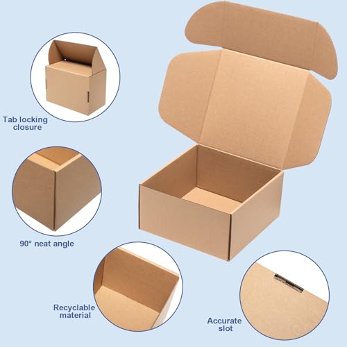 Wowxyz 8x8x4" Shipping Boxes 25 Pack Corrugated Cardboard Brown Box - size: 8x8x4"