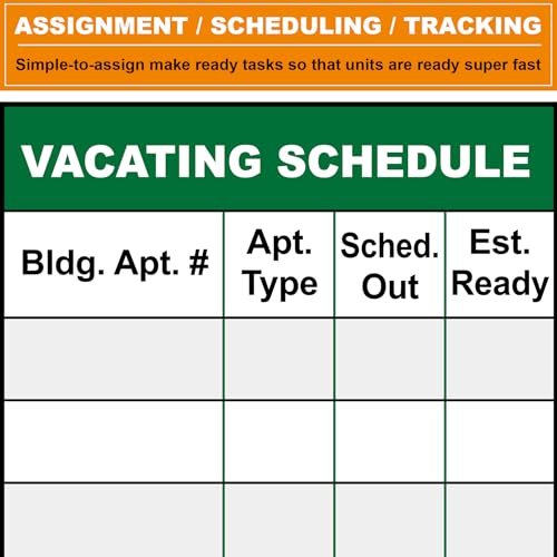 Dry Erase Property Management Make Ready Board Poster, 36X45 Inch
