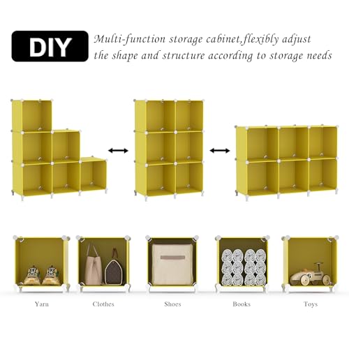 AWTATOS Cube Storage Organizer, 6 Cube Closet Storage Shelves, Yellow - color: Yellow