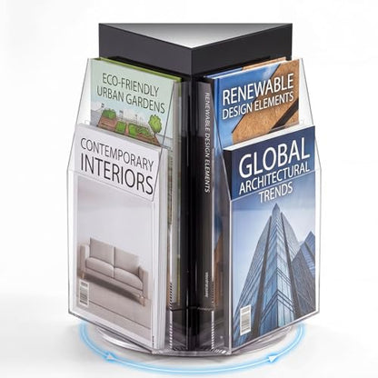 Geetery 6 Pockets 360 Degree Rotating Clear Acrylic Brochure Display Stand