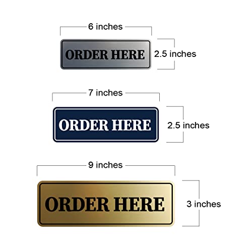 Signs ByLITA Standard Order Here Sign (Brushed Gold) - Large - color: Brushed Gold, size: Large (3" x 9")