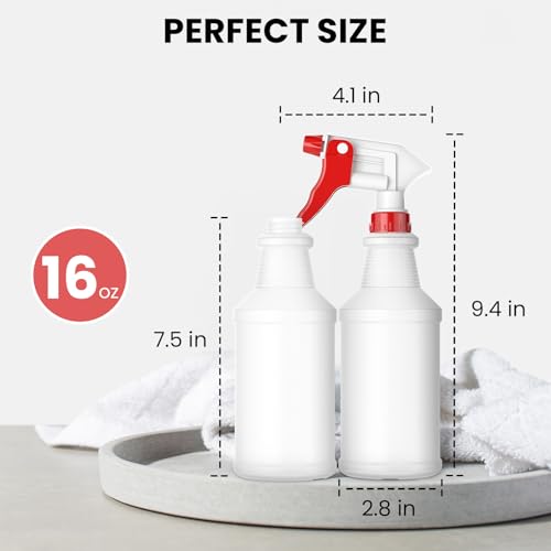 LiBa Spray Bottles 4 Pack 16oz Refillable Adjustable Nozzle Mist Sprayer