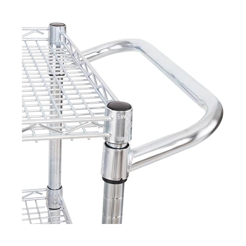Seville Classics UltraDurable NSF Commercial Heavy Duty Metal Rolling Utility Cart, w/ Steel Shelves, Handle Bar for Restaurant, Garage, Warehouse, Kitchen, Office, Top Shelf (36"W x 18"D) - color: Steel, size: 36" W x 18" D