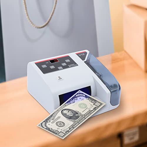 Money Counter Machine, Cash Counter Bill Counting Machine with Counterfeit Detection & Digital Display for Multi-Currency, Add Mode, Counting Speed 600 PCS/MIN