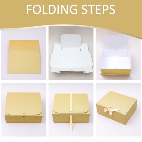 LWYMX 12 PCS Gold Gift Boxes with Lids，9.8x7.8x3.9, Bridesmaid Proposal Box with Ribbon, Gift Boxes for Wedding, Christmas, Valentine's Day,Birthday,Baby Shower and the other Parties - color: Gold, size: 1 Count (Pack of 12)
