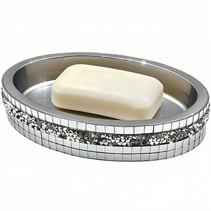 Silver Mosaic Soap Dish and Bathroom Tray, Shiny Soap Holder - size: Soap Dish