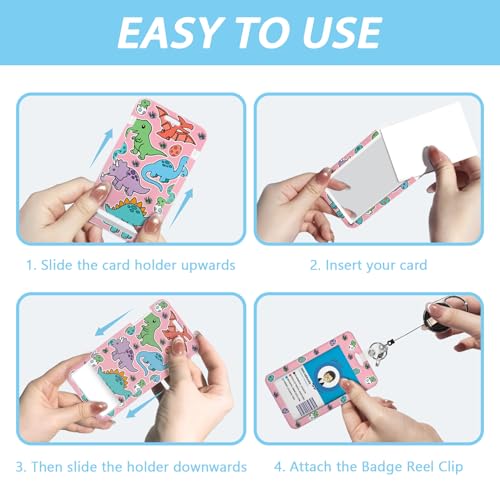 Gctriki Dinosaur Lanyards for ID Badges, Badge Holder Retractable Clip - color: Cartoon Dinosaur