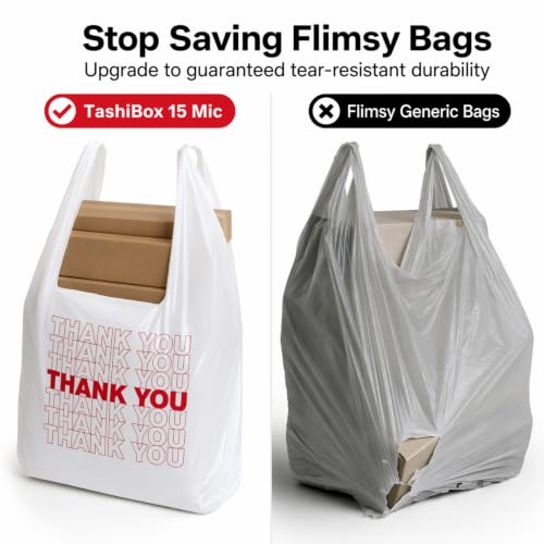 TashiBox 300Ct Plastic Bags，thank you bags,Shopping bags - style: 300pcs
