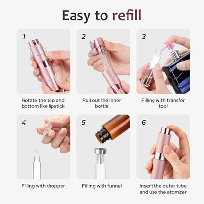 LISAPACK 8ml Travel Perfume Bottle Refillable, 3 PCS Cologne Atomizer Spray - color: 3 Pink