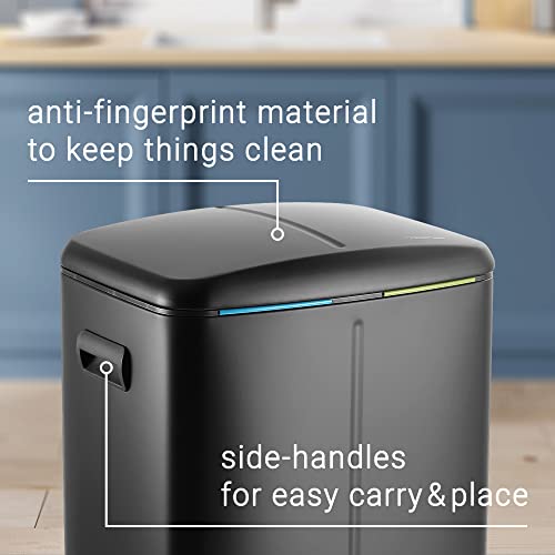 happimess HPM1005B Marco Rectangular 10.6-Gallon Double Bucket Trash Can with Soft-Close Lid, Fingerprint Resistant, Modern, Minimalistic for Home, Kitchen, Office, Bathroom, Black - color: Black