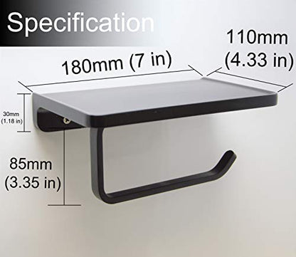 Linkaa Toilet Paper Holder with Phone Shelf,Black Toilet Tissue Dispenser - color: Matte Black