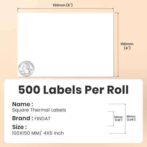 Direct Thermal Label White Vinyl 4 x 6 Inch Printer Sticker 250 PCS - color: White