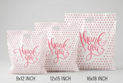9x12 Small Thank You Bags for Small Business with Die-Cut Handles - color: White, size: 9x12