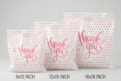 9x12 Small Thank You Bags for Small Business with Die-Cut Handles - color: White, size: 9x12
