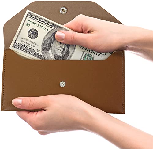 Carrotez PU Leather Cash Envelope Wallet, Money Envelope for Cash - Brown - color: Brown, style: No Letter Engraving