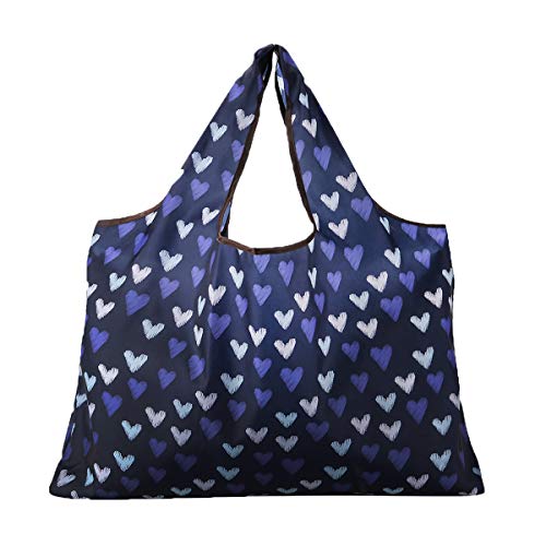 Reusable Grocery Bag, 2 Packs Large Washable - color: L-heart