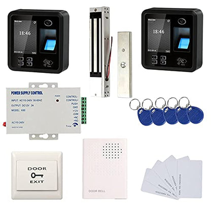 Biometric Fingerprint & RFID Access Control System Track Both Entry and Exit 600lbs Magnetic Lock 110V Power Unit RFID Keychains/Cards Push to Exit Button & Doorbell - size: Fingerprint Track In & Out