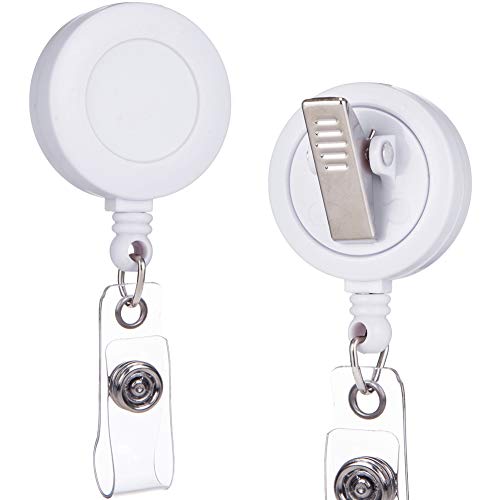 QREEL Badge Reel, ID Badge Holder Retractable Clip, White, Bulk 100 Pack - color: White, size: 100 Pack