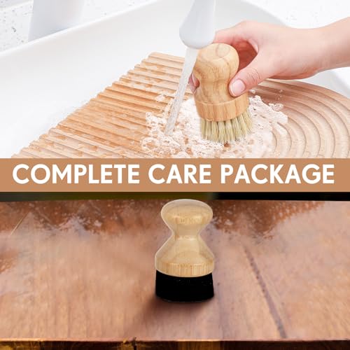 Qinyoung 2 Pcs Cutting Board Oil Applicator Set Bamboo Wax Applicator