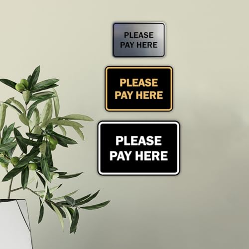 Signs ByLITA Classic Framed Please Pay Here Sign (Black/Silver) - Medium - color: Black / Silver, size: Medium (5" x 7")