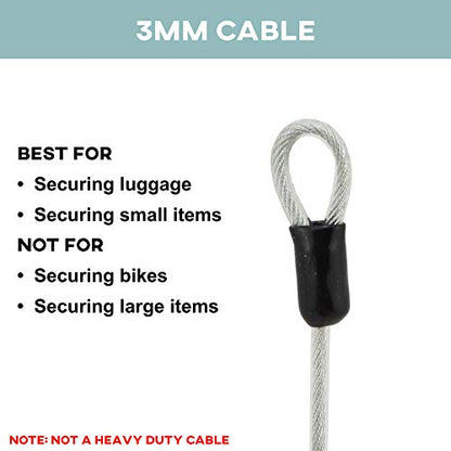 Lumintrail 4 Foot 3mm (1/8th Inch) Braided Steel Coated Security Cable Luggage Lock Safety Cable Wire Double Loop (4 Pack) - size: 4-FT (4 Pack)
