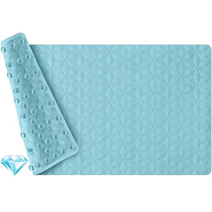 Non Slip Bathtub Mat for Bath Tub Shower - 241 Vacuum Suction Cups - color: Blue, size: 28" x 16" (Rectangular)