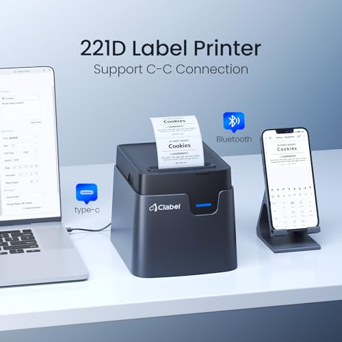 CLABEL 221D 2" Bluetooth Barcode Label Printer for Small Business - color: Gray, size: 2 Inch