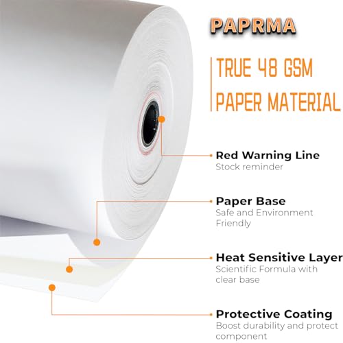 3 1/8'' x 230ft' Thermal Paper Receipt 50 Rolls Cash Register Paper - size: 3 1/8" x 230ft, style: 50 Rolls
