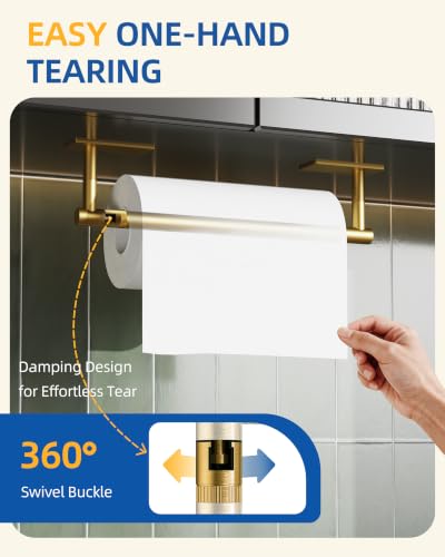 RUACQ Paper Towel Holder Under Cabinet, Stainless Steel, Brushed Gold - color: Brushed Gold, size: Standard - Rectangle