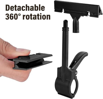 10 Pcs Big Black Adjustable Sign Clips for Display, Plastic Sign Holder Clips for Retail, Swivel Price Signs Clip, Rotatable Price Shelf Clips for Store Clothing Rack Merchandise Shelf Basket