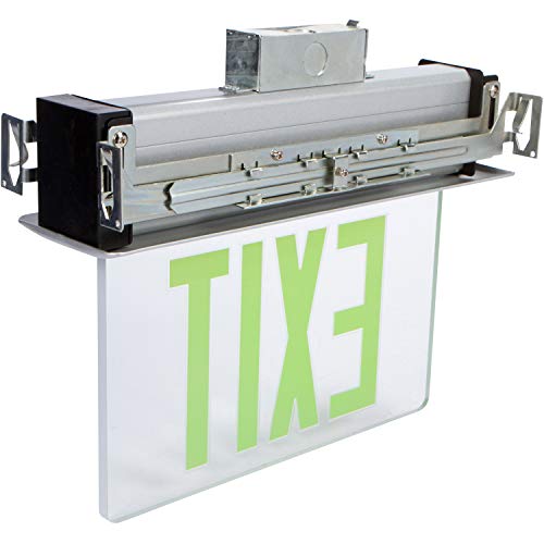 Morris Products LED Exit Sign - Recessed Mount Edge - Green on Clear Panel, White Housing - Compact, Low-Profile Design - Single Sided Legend - Energy Efficient, High Output - 1 Count, (73336) - color: Green on Clear (White Housing), size: Single Sided