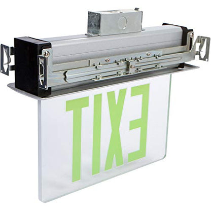 Morris Products LED Exit Sign - Recessed Mount Edge - Green on Clear Panel, White Housing - Compact, Low-Profile Design - Single Sided Legend - Energy Efficient, High Output - 1 Count, (73336) - color: Green on Clear (White Housing), size: Single Sided