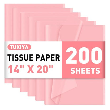 TUXIYA 200 PCS Pink Tissue Paper Bulk,14"x20" Tissue Paper for Gift Bags - color: Pink, size: 200P