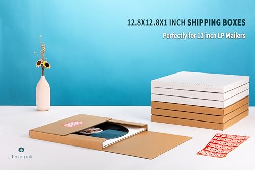 12-inch Vinyl Record Shipping Boxes, 12.8x12.8x1 inch, 50-Pack - size: 50 Pack