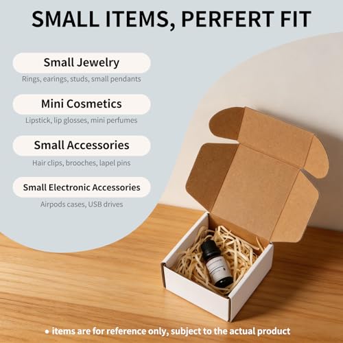 Fishat 4" x 4" x 2" White Corrugated Cardboard Shipping Boxes Set of 50 - size: 4" x 4" x 2"