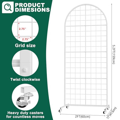 Aseem Metal Grid Wall Panels Display Stand White Movable 2x5.2FT, 1PCS - color: White, size: 5.2 FT