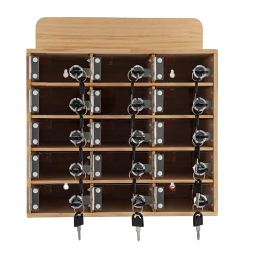 15 Slots Cell Phone Storage Box Clear Acrylic&Wood Wall-Mounted Cell Phone Lockers Storage Cabinet Bin with Door Locks and Keys for Classroom School Students Office Factory Employees - size: 15 Slots-Acrylic&Wood