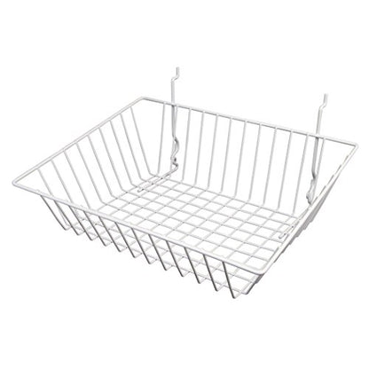 Econoco Multi-Fit Sloping Wire Baskets, Set of 6, White - color: White Finish