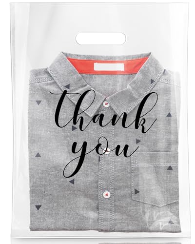 Crtiin 100 Pcs Clear Plastic Thank You Shopping Bags,15 x 18 Inch - size: 15 x 18 Inch