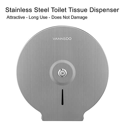 Commercial Jumbo Toilet Paper Dispenser, Wall Mount Stainless Steel 9 Inch Roll Toilet Paper Holder Bath Tissue Dispenser Lock Key (Brushed) - color: Brushed