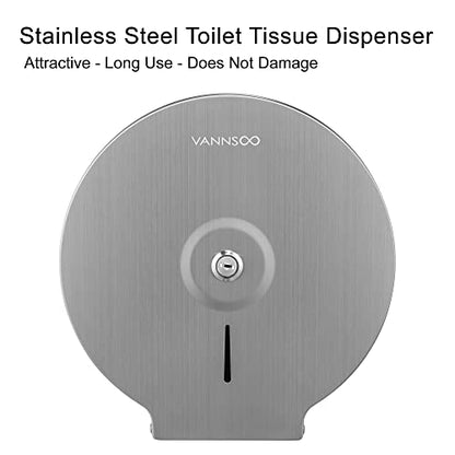 Commercial Jumbo Toilet Paper Dispenser, Wall Mount Stainless Steel 9 Inch Roll Toilet Paper Holder Bath Tissue Dispenser Lock Key (Brushed) - color: Brushed