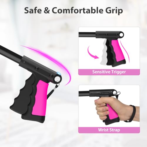 32" Foldable Grabber Reacher Pickup Tool for Seniors, Pink - size: 32 Inch