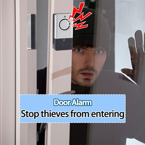 Window Door Alarm for Kids Personal Home Security Alarms with Chime for House, RV, Office, Business Safe - color: ‎silver gray