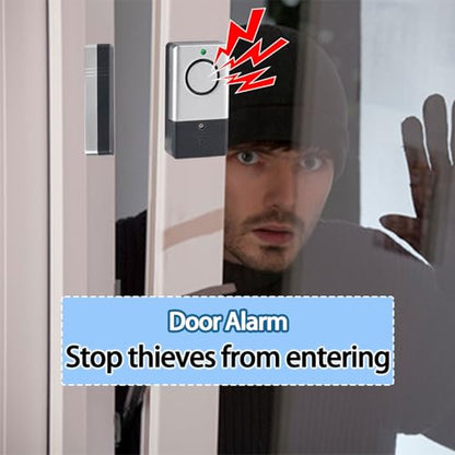 Window Door Alarm for Kids Personal Home Security Alarms with Chime for House, RV, Office, Business Safe - color: ‎silver gray