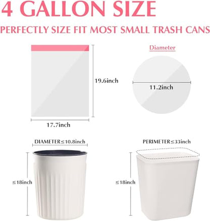 Trash-Bags 4 Gallon Small Drawstring-Garbage-Bag Kitchen - Clear White 57 Count Unscented Recycling Compactor Can Liners for Bathroom Bedroom Office Car Outdoor Garden Leaf Waste Basket - color: Red Drawstring-4Gal-57