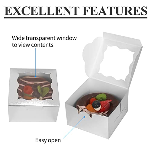 KPOSIYA 60pcs Small Cookie Boxes with Window, 4x4x2.5 Silver Bakery Box - color: Silver, size: 60