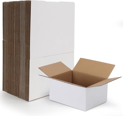 HORLIMER 8x6x4 Shipping Boxes Set of 40, White Corrugated Cardboard Mailer Box for Packing Small Business - color: White, size: 8" x 6" x 4"