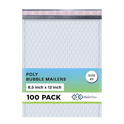 Arctic White Bubble Mailers 8.5x12 Poly Padded Envelopes #2 100 Pack - color: Arctic White, size: 8.5"x12" / 100 Pack