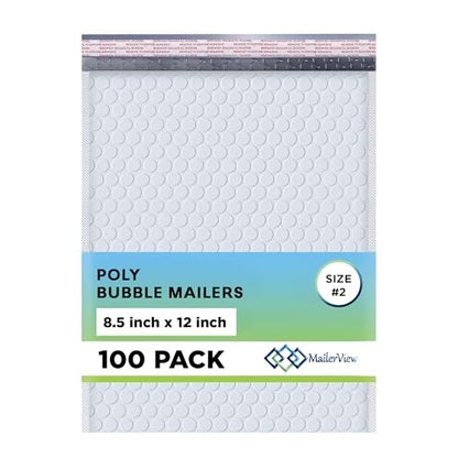 Arctic White Bubble Mailers 8.5x12 Poly Padded Envelopes #2 100 Pack - color: Arctic White, size: 8.5"x12" / 100 Pack